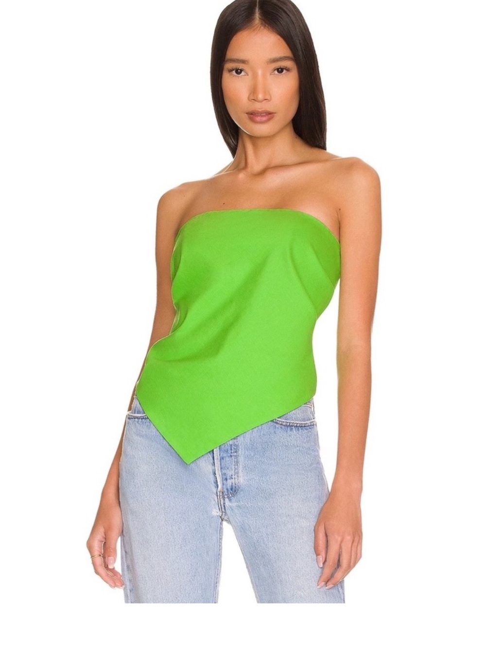 L'Academie Strapless Handkerchief Hem Camisole in Green